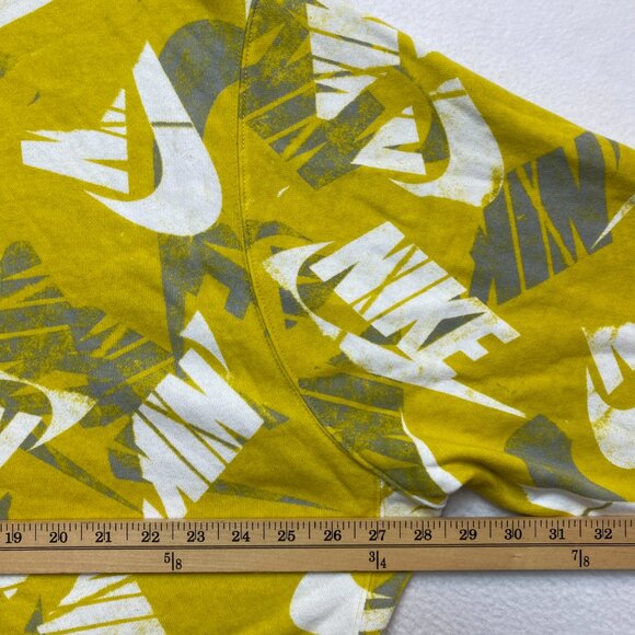Nike Hoodie Mens 2XL Yellow White All Over Print Swoosh Pullover Sweatshirt - Picture 9 of 11